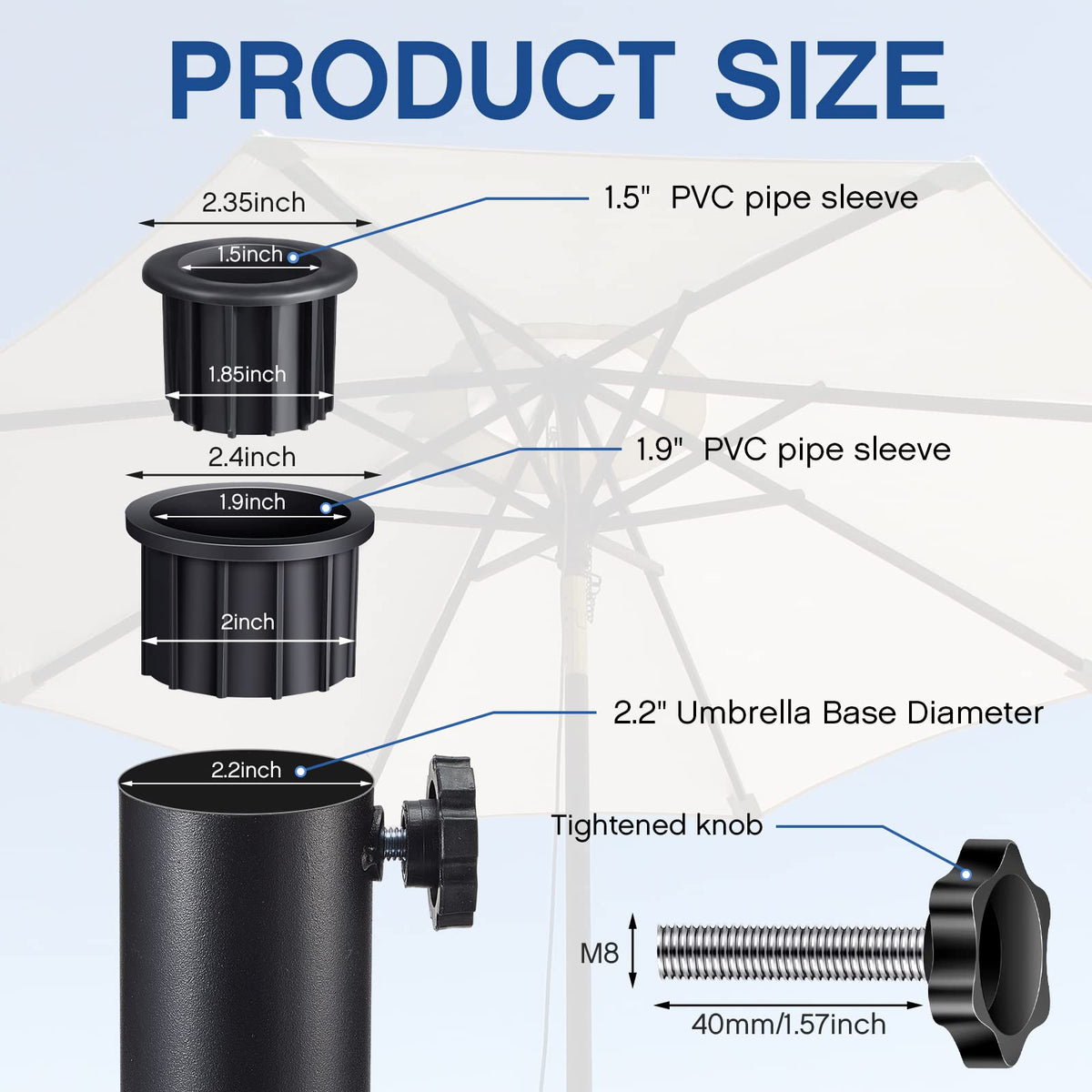 Zhengmy 1.55-inch ring cover fits smaller poles for secure grip.