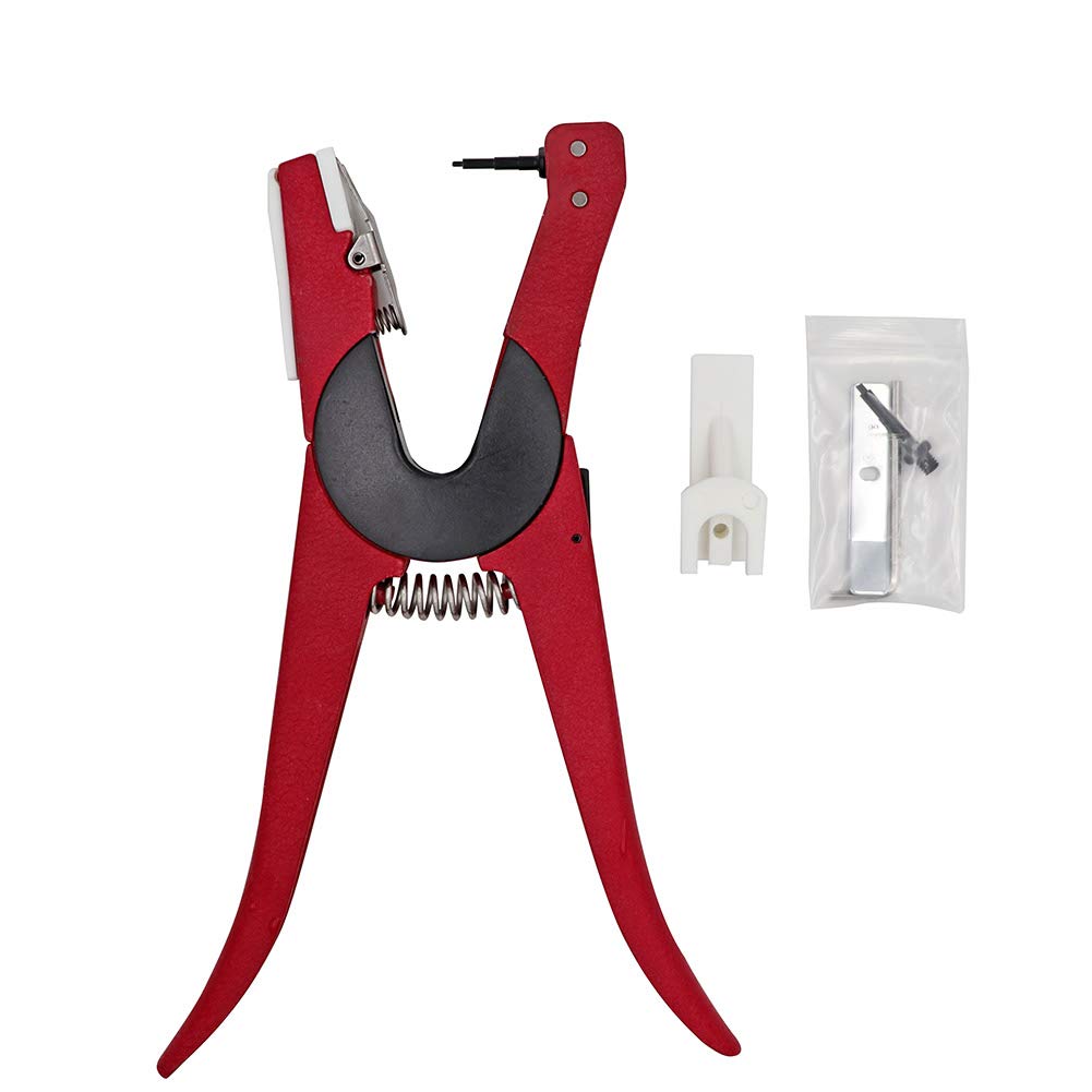 ZHEQOGZH ear tag applicator side view highlights ergonomic grip for long tagging sessions.