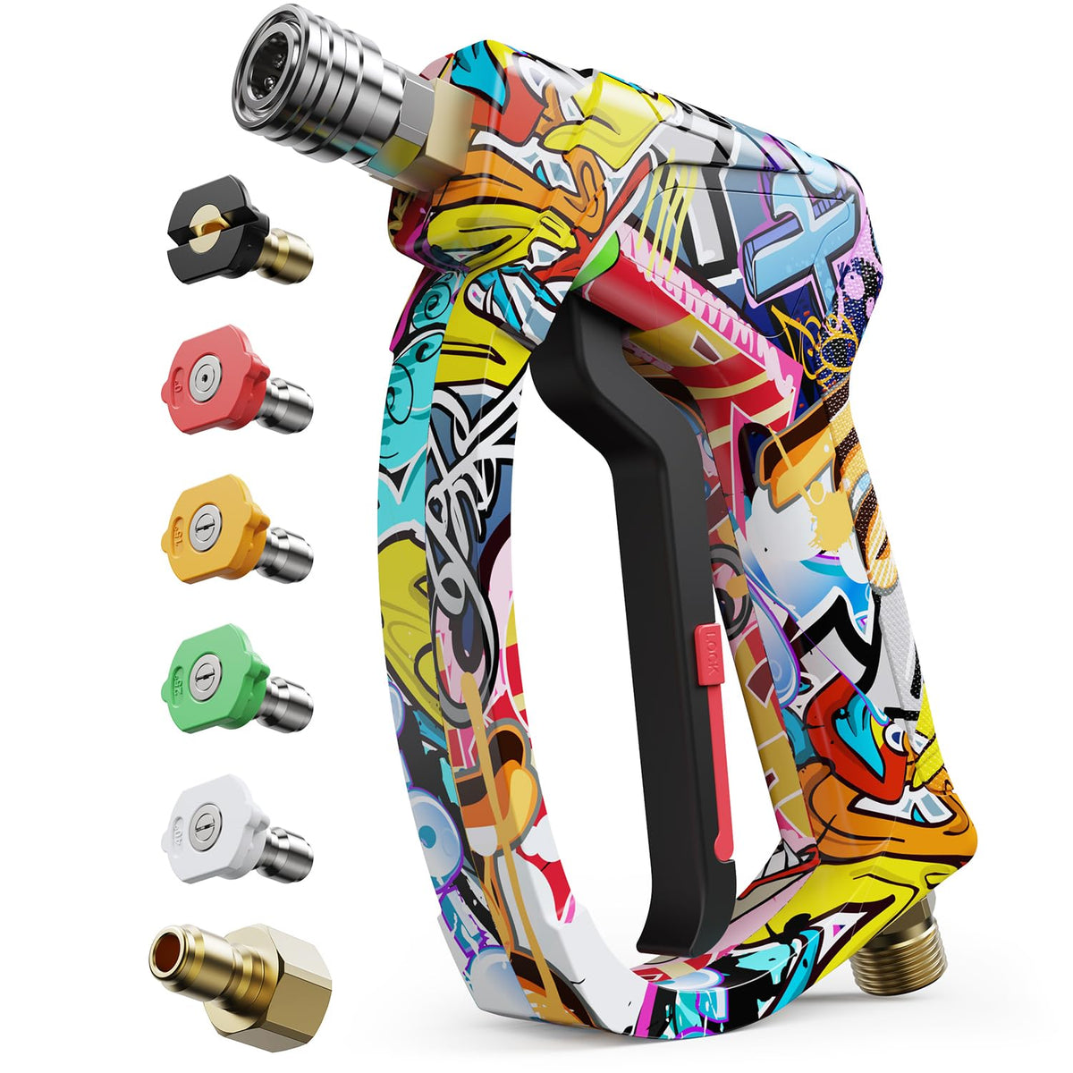 Zhevebaga short pressure washer gun with ergonomic snub-nose for comfortable one-handed use.