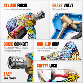 Zhevebaga gun is foam cannon friendly for efficient car foaming and rinsing.