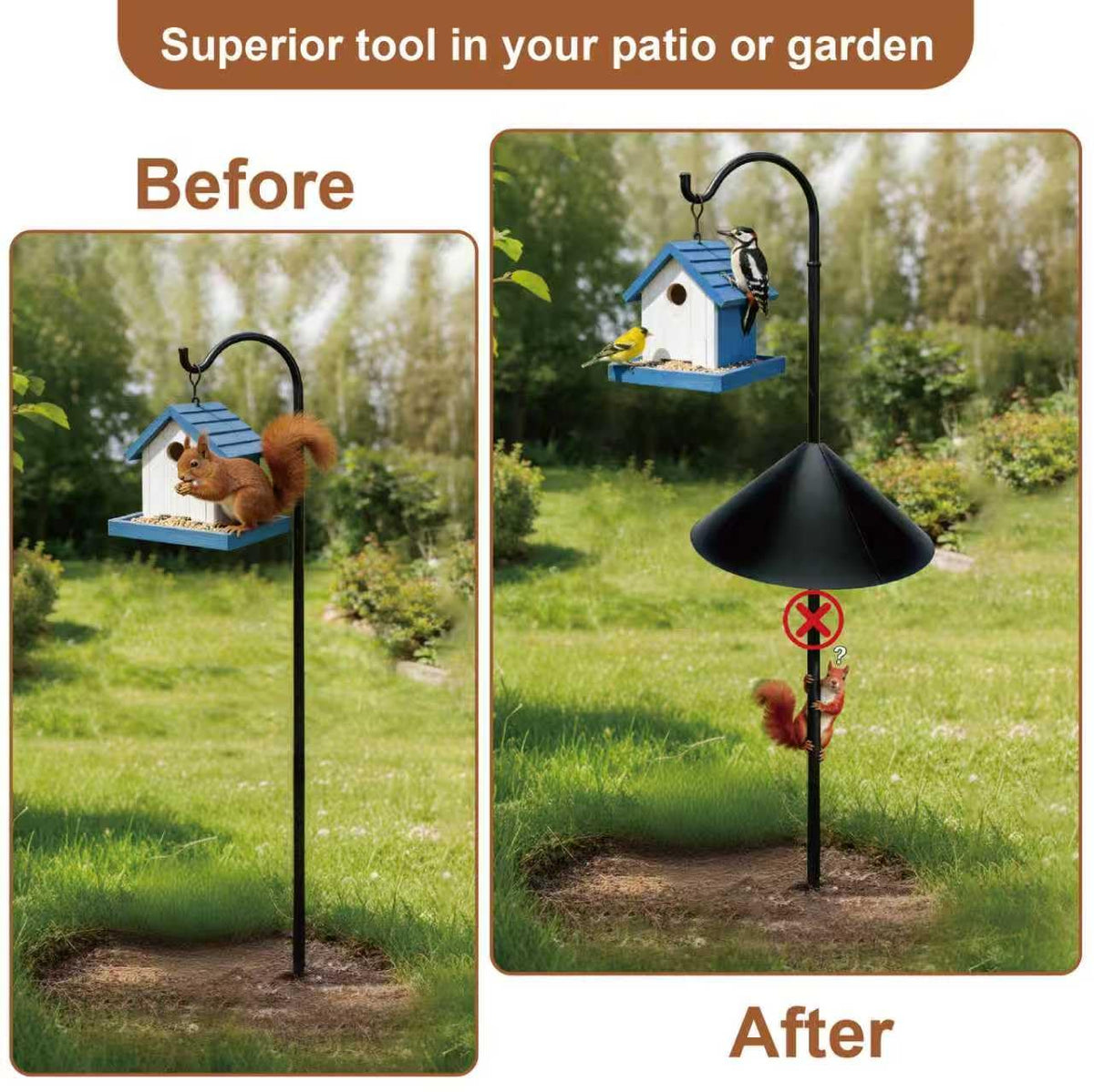 ZHIGLMYD 19-inch design prevents climbing and protects bird food.