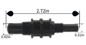 Close-up of Zhiqinge piston stop tool used on a chainsaw clutch.