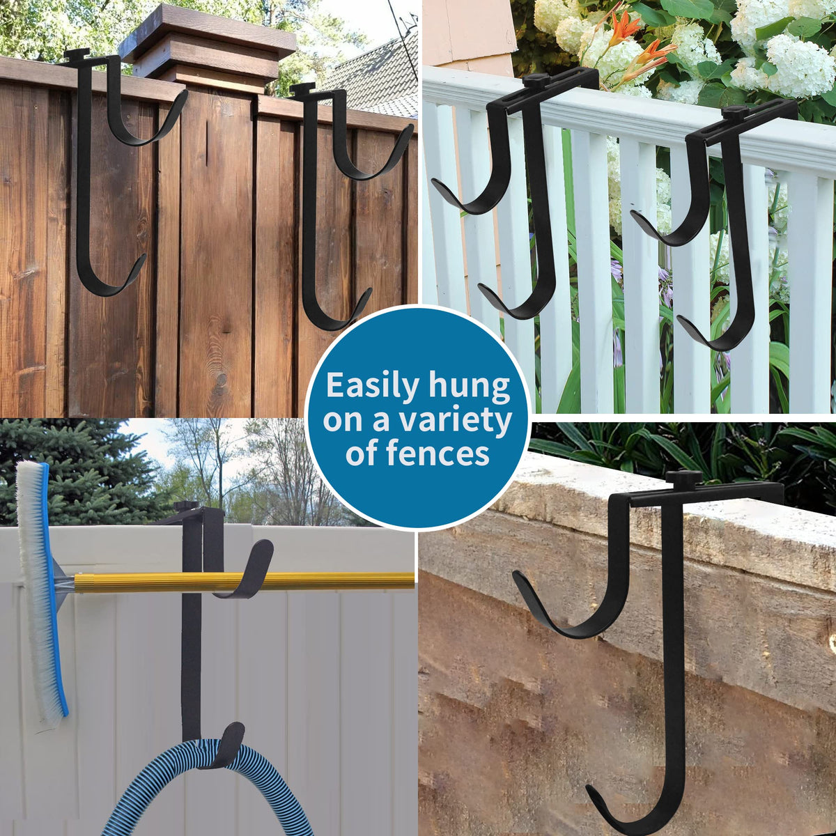Zhitaoxun compact two-hook kit for versatile pool equipment organization.