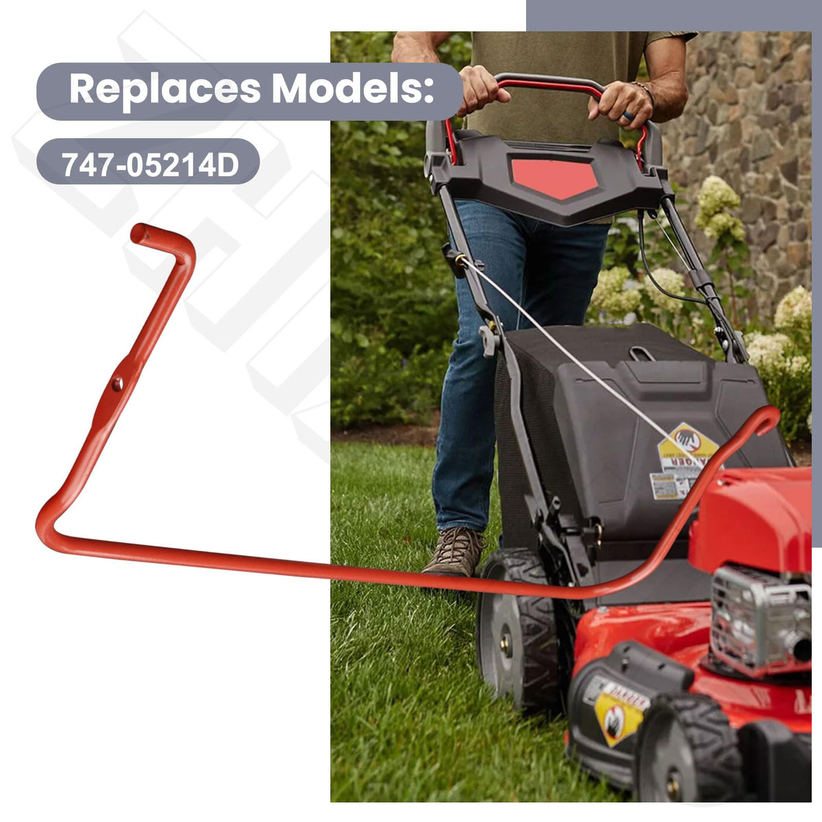 ZHIXING blade control handle side view, easy grip for quick mower startups.