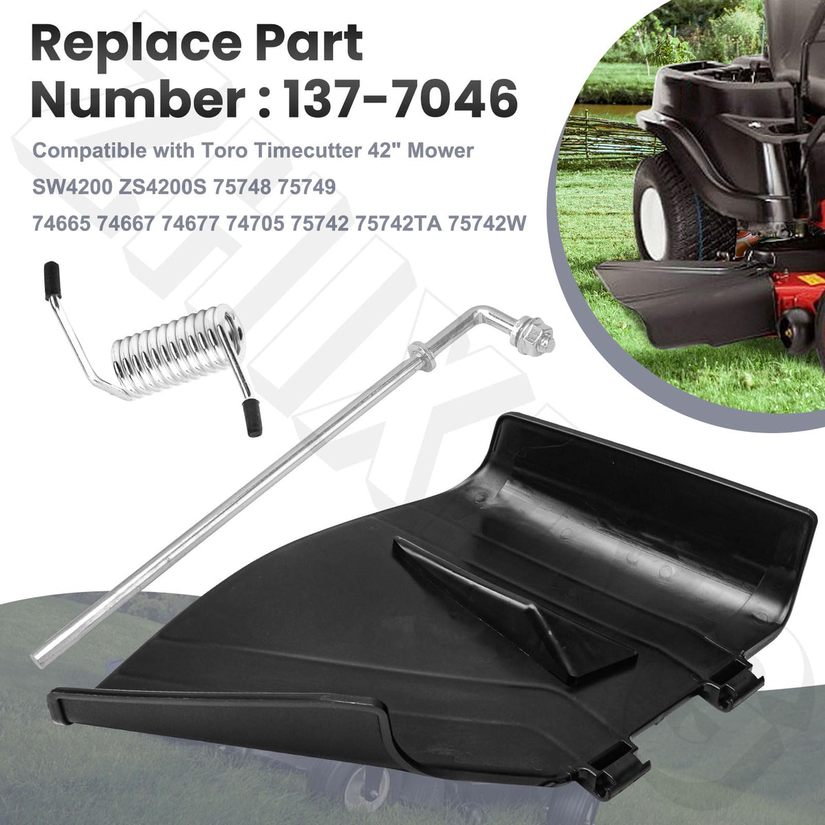ZHIXING deflector chute 137-7046 with mounting hardware, Toro compatibility for easy replacement
