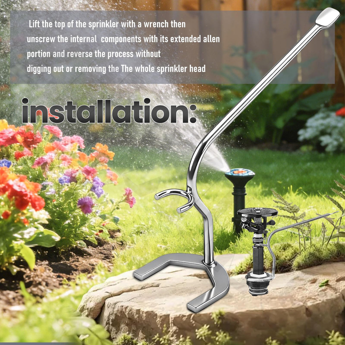 ZHIXING easy-installation tool helps lift and unscrew sprinkler heads effortlessly.