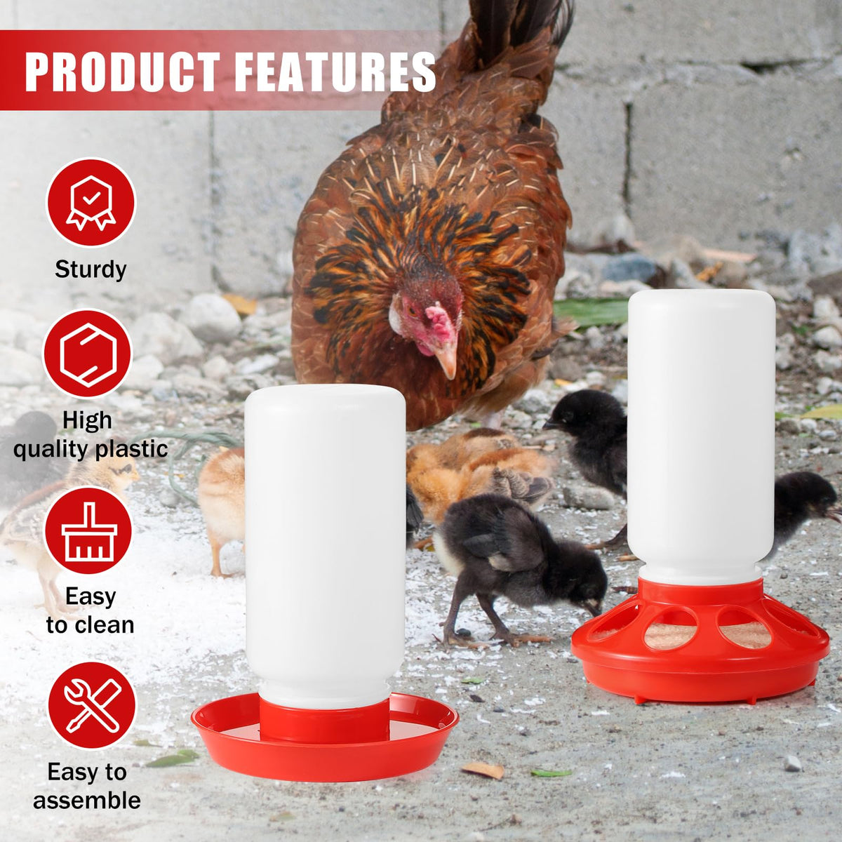 Durable plastic feeder from ZhiYueOnePets with rust-proof hardware in red for long-lasting use.