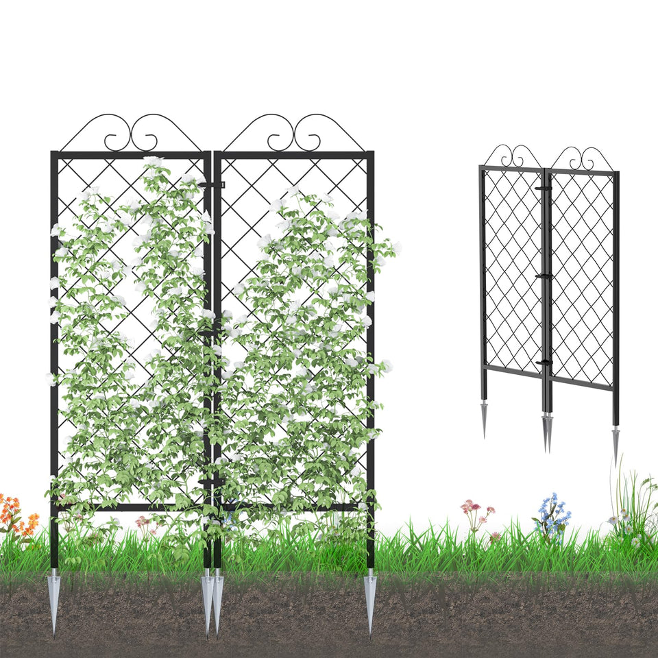 Zhongma 2-pack metal garden trellises, 53.5 inches tall, ideal for climbing plants.