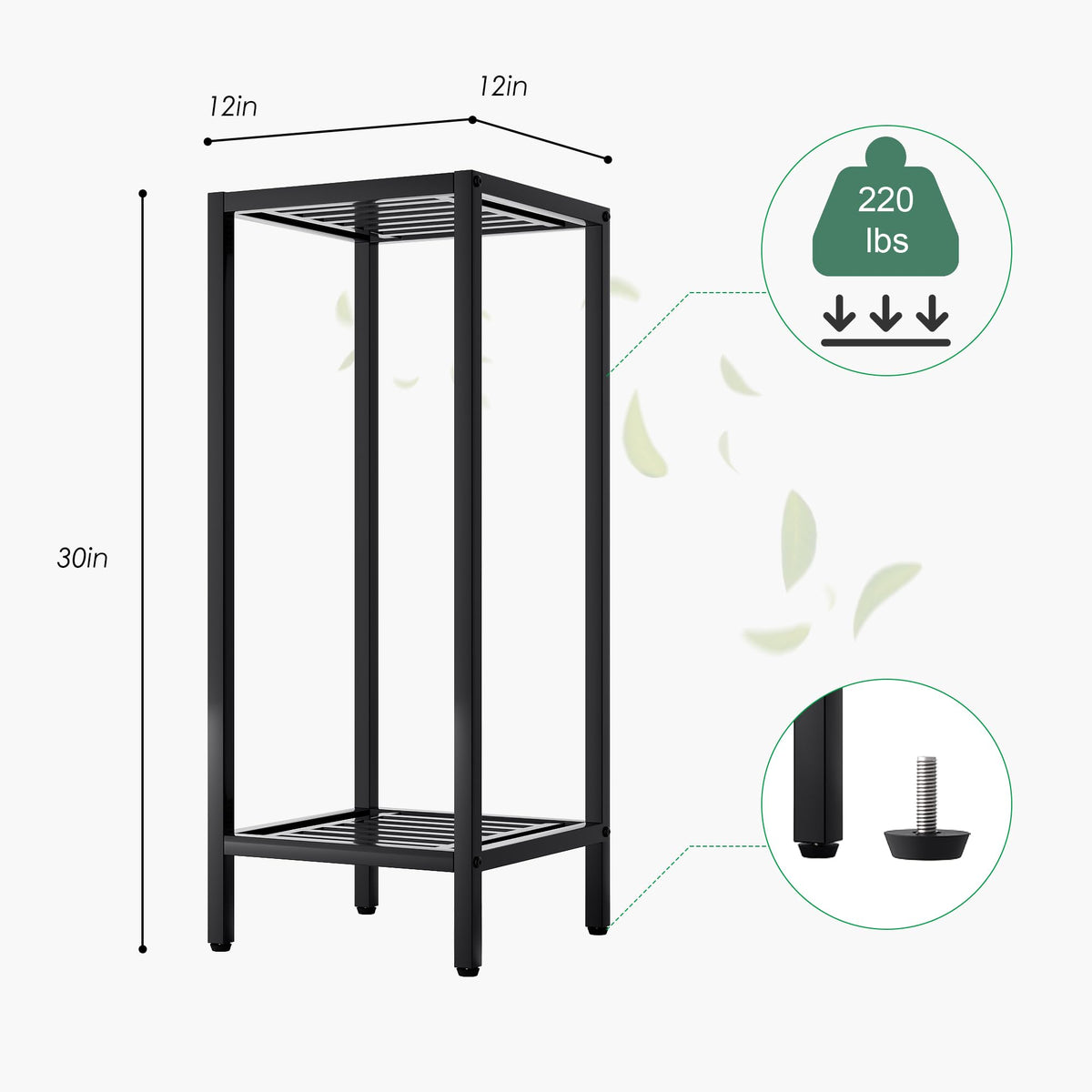 Zhongma 2-Tier stand detail focuses on powder-coated frame