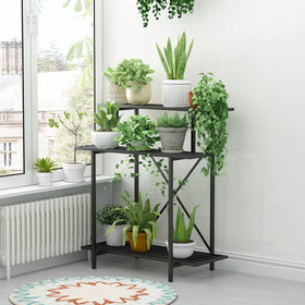 Zhongma 3-tier plant stand front view emphasizes balanced shelves and heavy-duty capacity