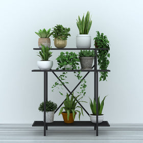 Zhongma 3-tier plant stand in-use outdoor showcases weather-resistant frame
