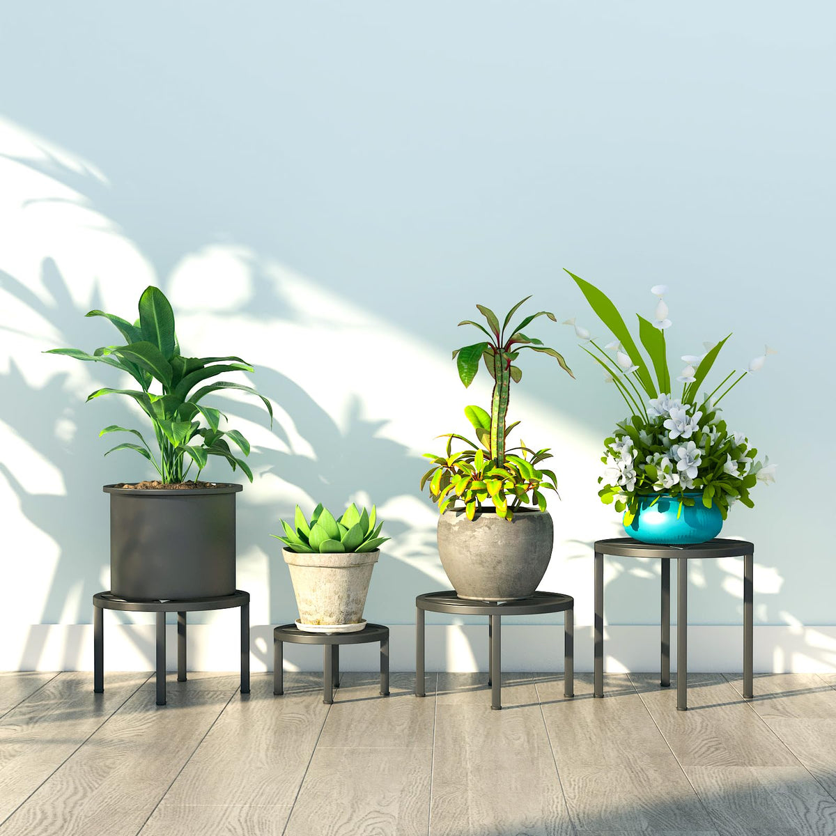 Zhongma plant stand's heavy-duty construction supports large pots securely.