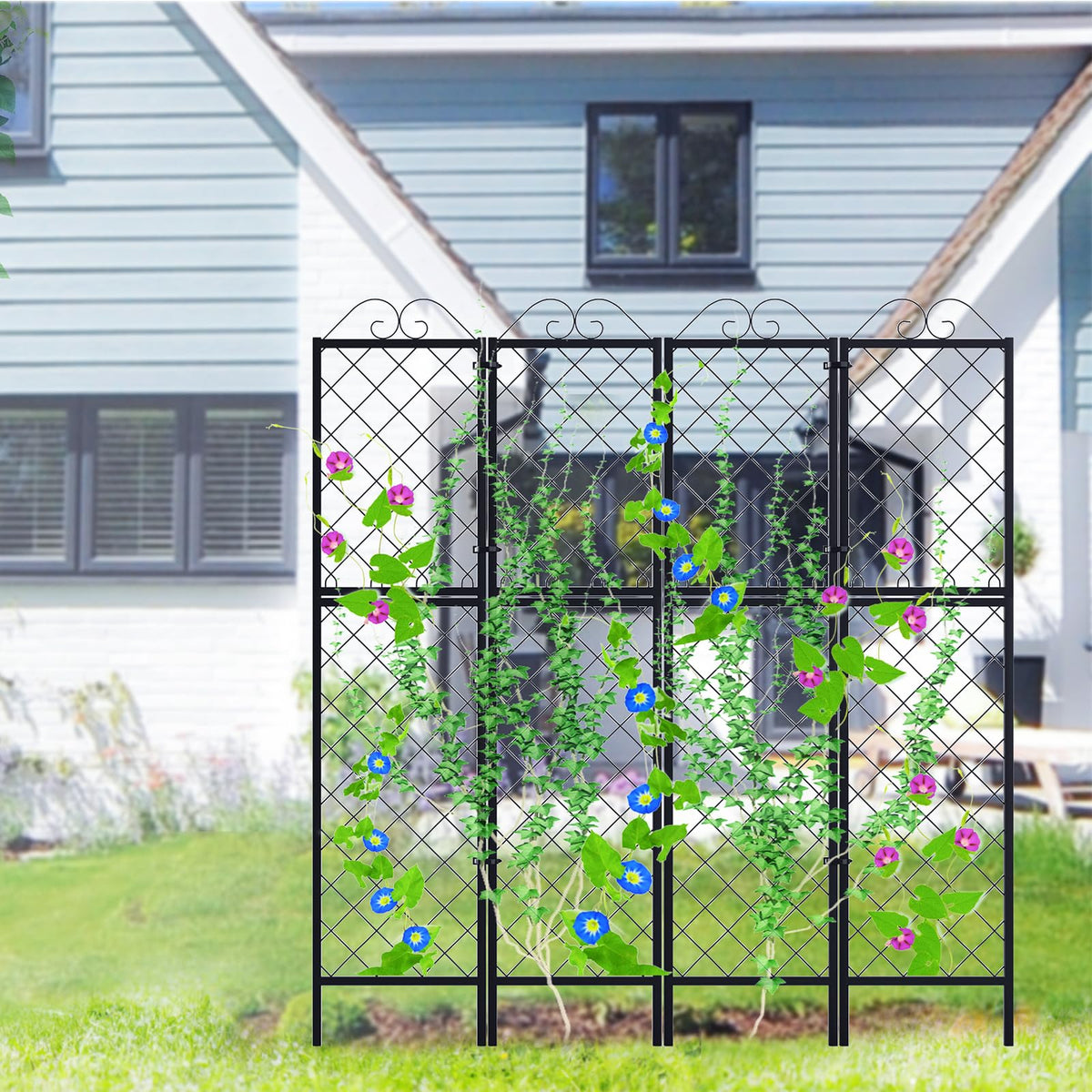 Two-pack design offers extended support for flowers and vegetables.