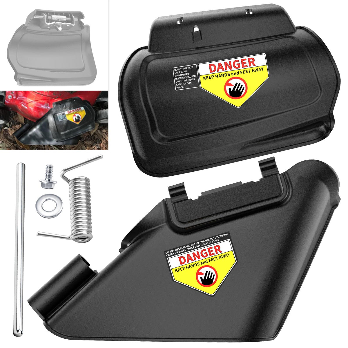 ZHONGXIA 731-07131 side discharge chute installed on a compatible lawn mower