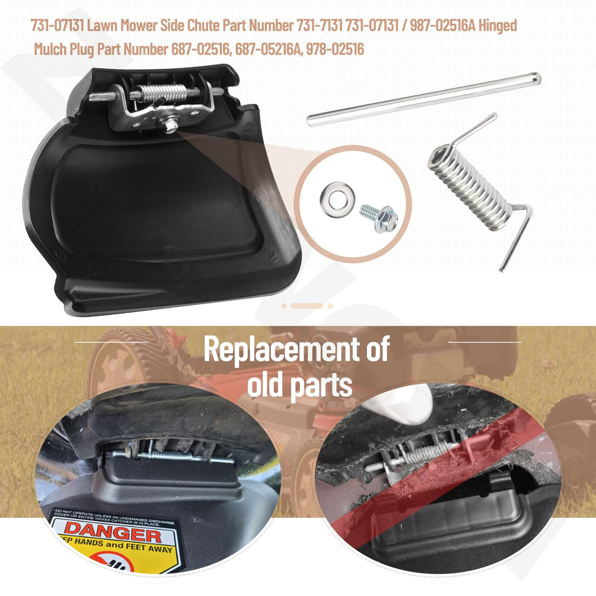 ZHONGXIA Craftsman compatible side discharge chute in use for reliable grass flow