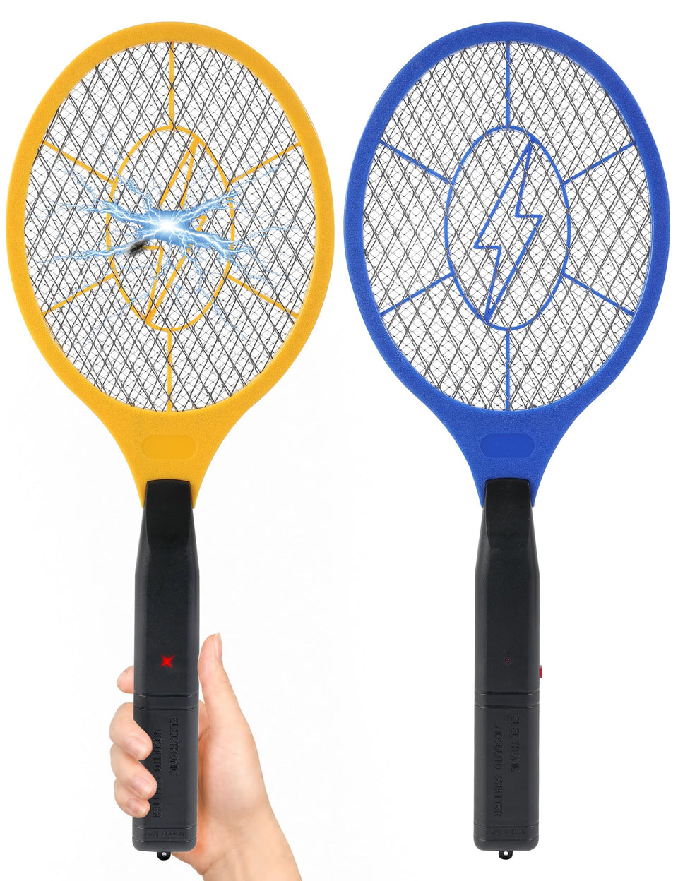 ZHOU FAN ZAP electric fly swatter yellow front view for quick indoor pest control.
