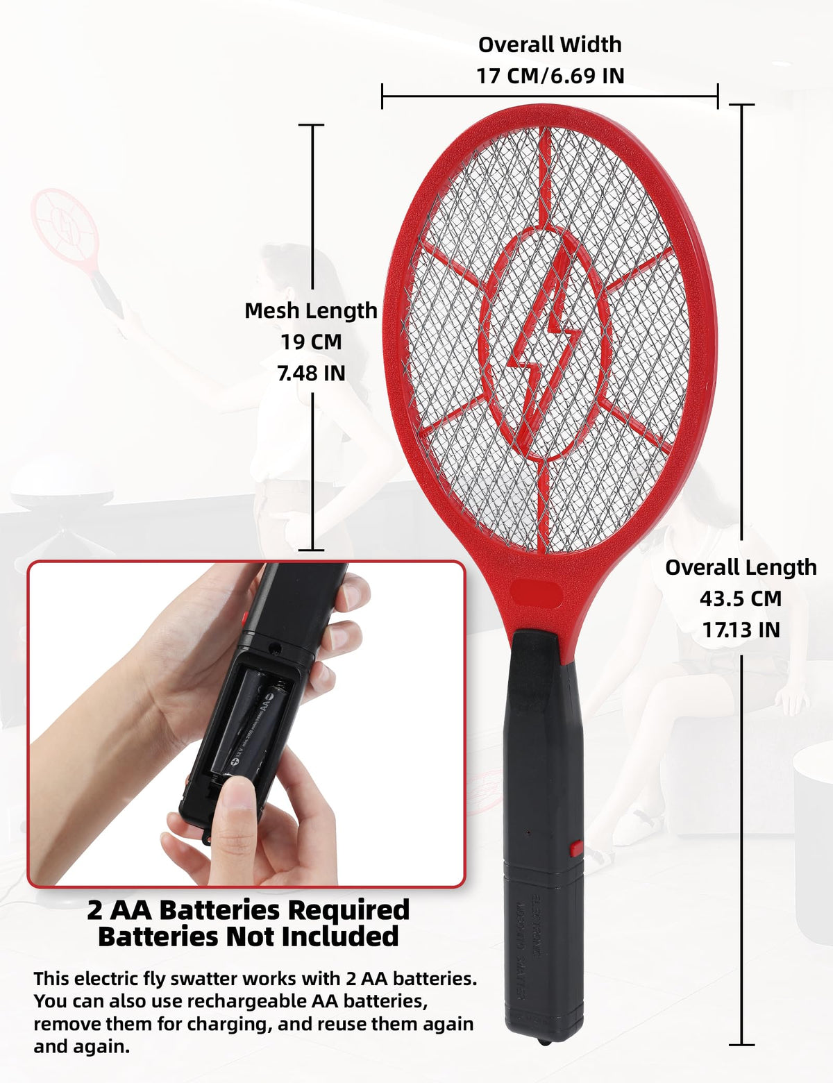 ZHOU HE blue electric fly swatter ready for quick pest zapping outdoors.