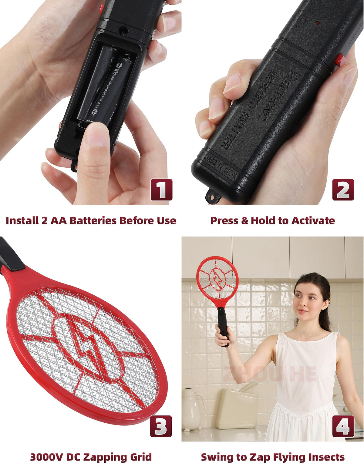 ZHOU HE ergonomic handle and one-button activation.
