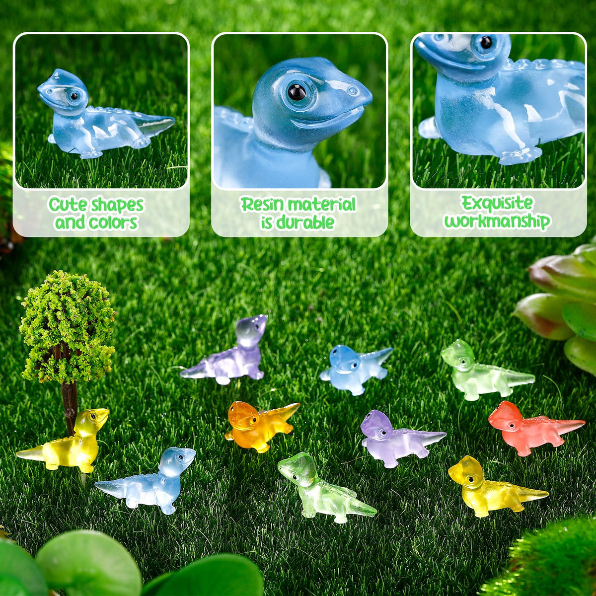 ZhouBoat glow lizard figurine brightens a dollhouse scene