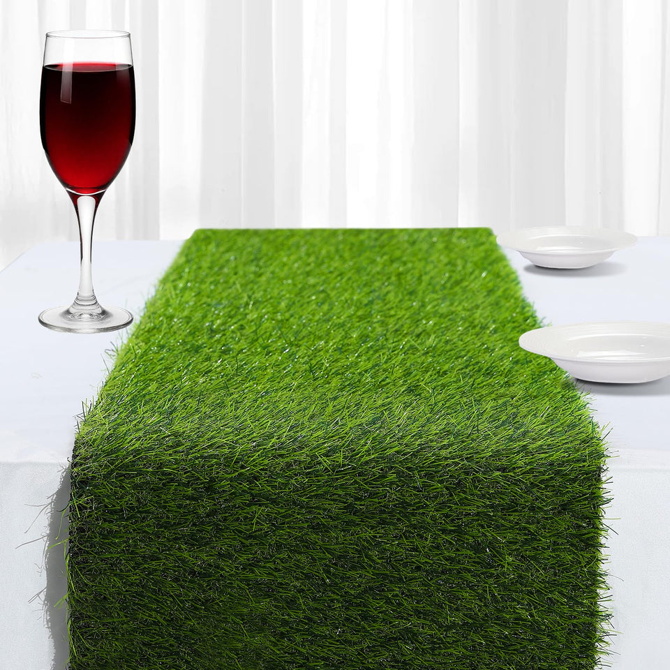 ZHOUXITU artificial grass table runner 60in with lush texture for tabletop decor
