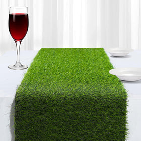 ZHOUXITU artificial grass table runner close-up shows lifelike texture for festive tables