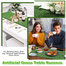 ZHOUXITU artificial grass table runner outdoor-ready for dining and patio decor