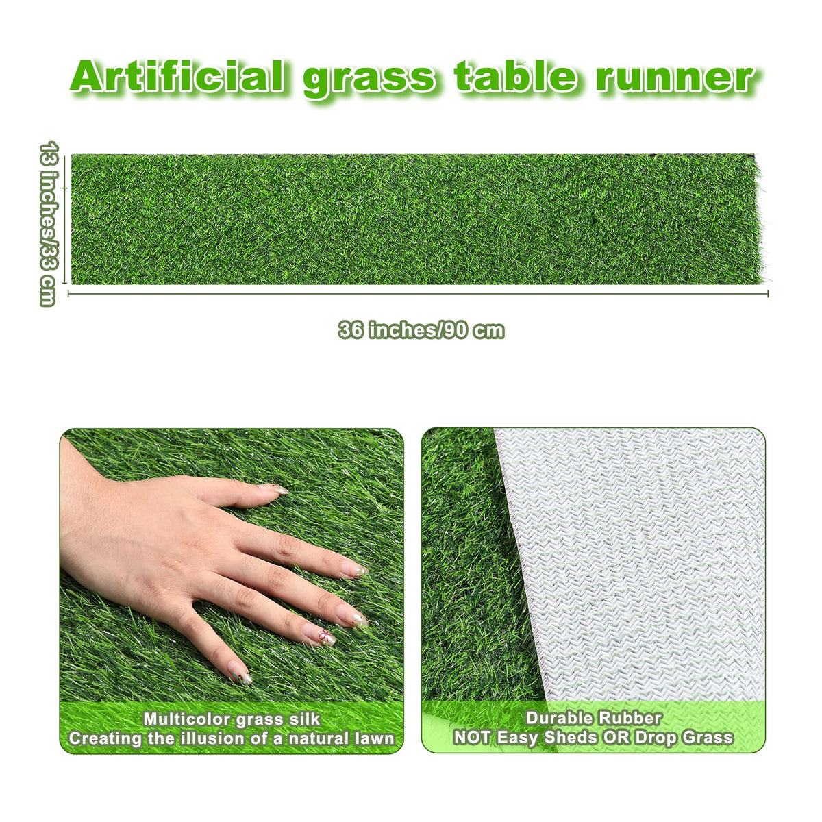 ZHOUXITU artificial grass table runner texture detail highlights durable, weather-ready material
