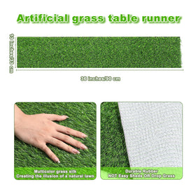 ZHOUXITU artificial grass table runner texture detail highlights durable, weather-ready material