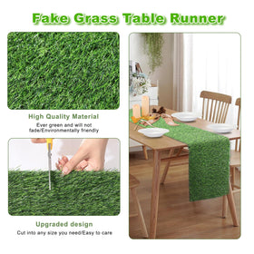 ZHOUXITU artificial grass table runner wedding decor elevates tabletops with natural flair