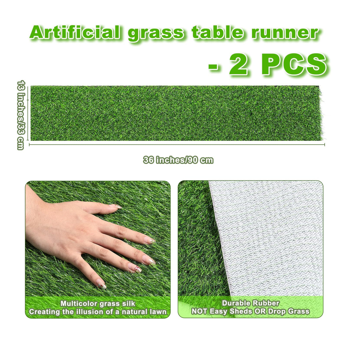 ZHOUXITU grass table runner on a wedding table for elegant settings.