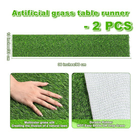 ZHOUXITU grass table runner on a wedding table for elegant settings.
