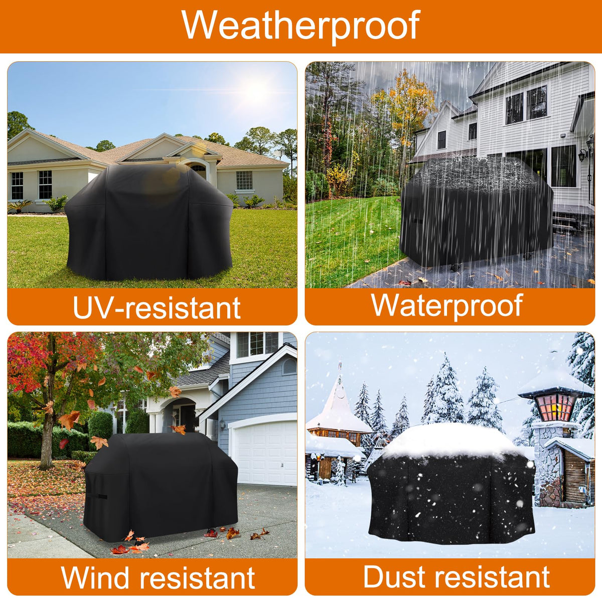 ZHSX grill cover thick stitching resists tearing for long-season use