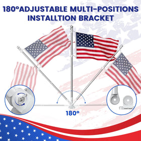 ZHULI flag pole with compatible flags fits 2×3 ft, 3×5 ft, and 4×6 ft sizes.