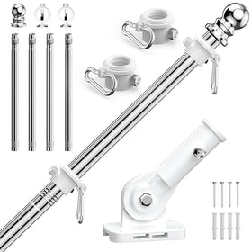 ZHULI 5 ft flag pole outdoor assembly shows sturdy stainless steel construction for long-lasting use.