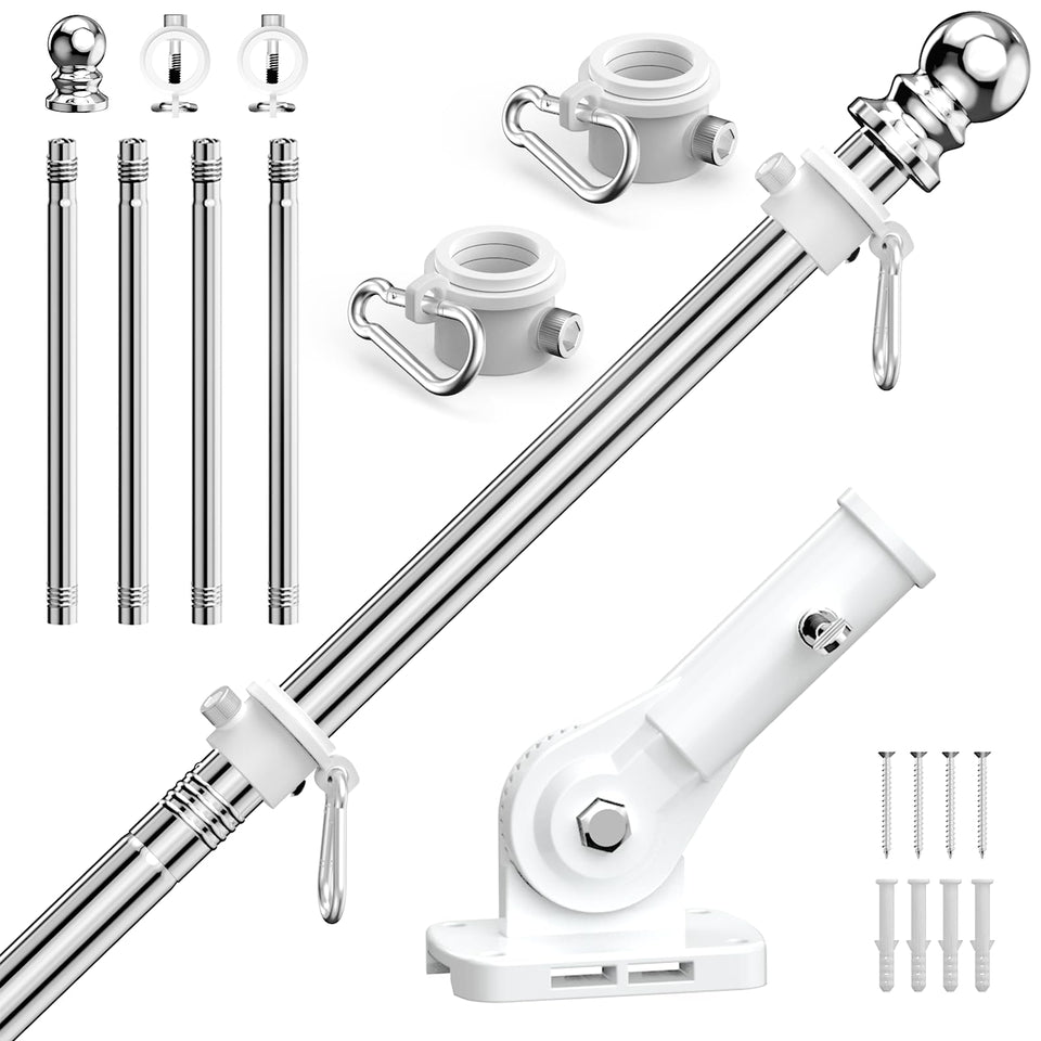 ZHULI 5 ft flag pole outdoor assembly shows sturdy stainless steel construction for long-lasting use.