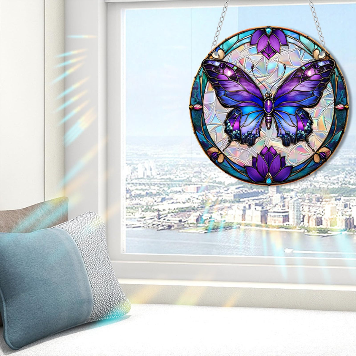 Zhuoyaju butterfly suncatcher adds peaceful color and festive flair