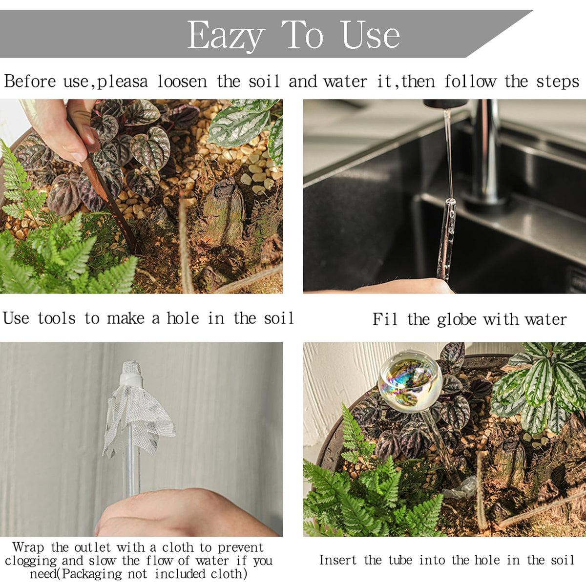 zHzHGuo glass watering globes for plants highlight hand-blown glass and moisture delivery.