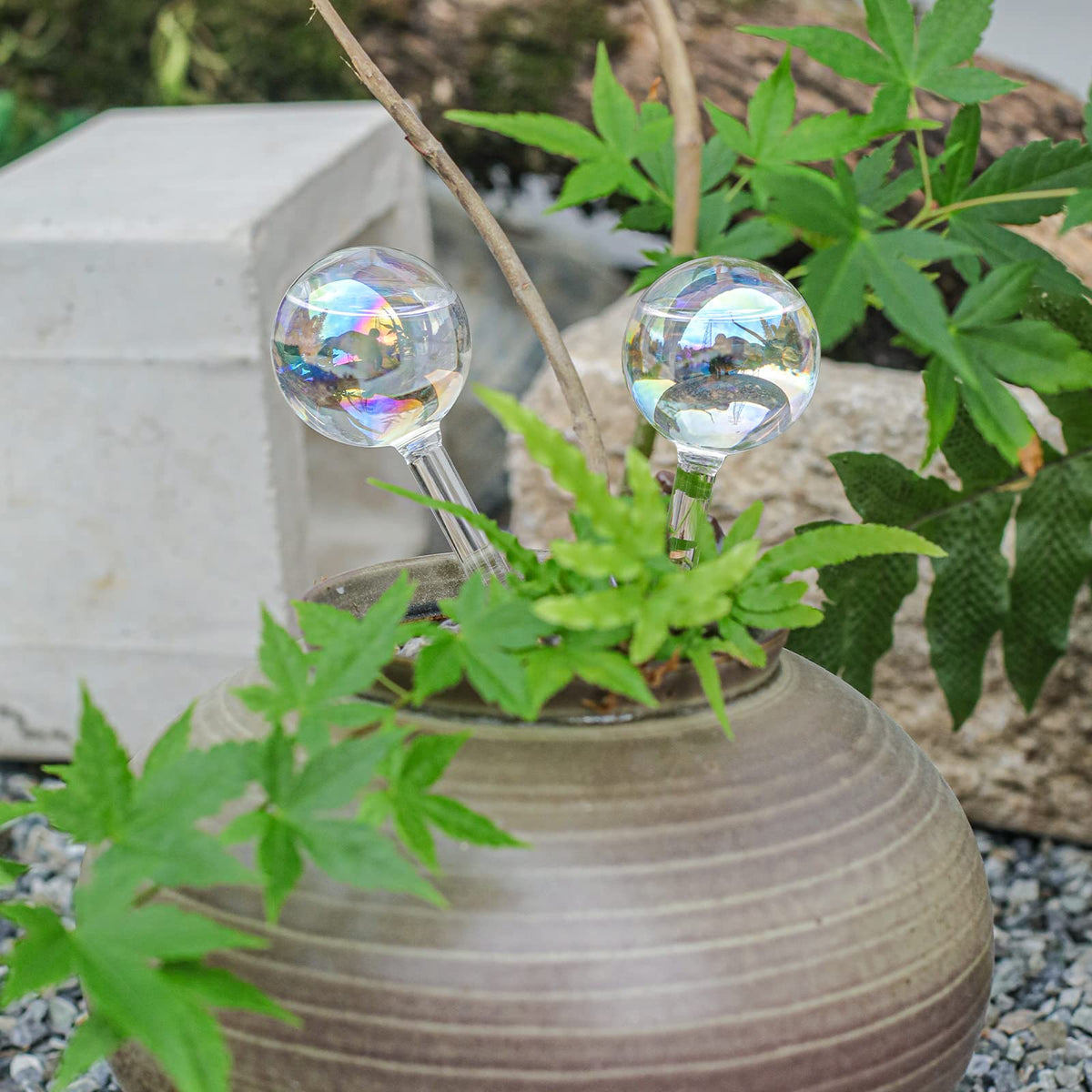 zHzHGuo hand-blown glass watering bulbs blend function with aesthetics.