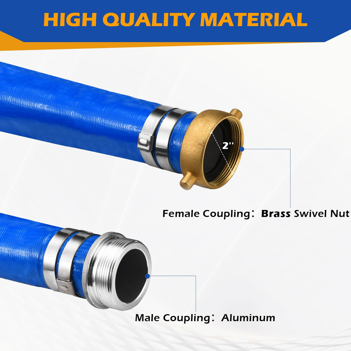 Zicely aluminum pin lug fittings, 2 inch, secure leak-proof connections