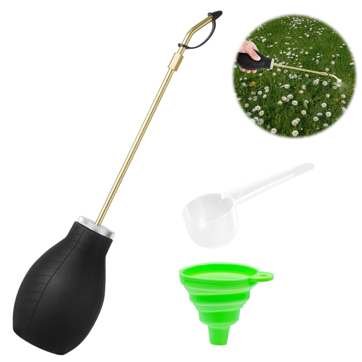Zihvfzu diatomaceous earth duster brass nozzle for precise crack application.