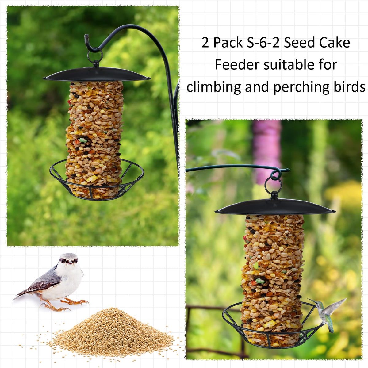 Ziliny durable metal bird feeder hangs securely for balcony, garden, or yard