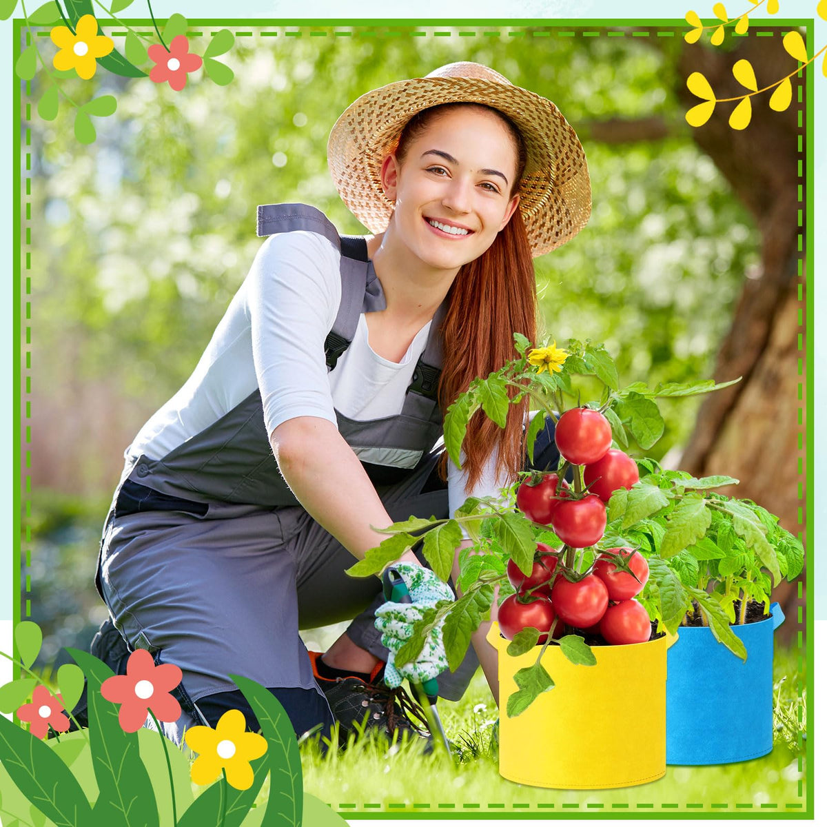 Ziliny grow bags with handles allow quick repositioning of plants.