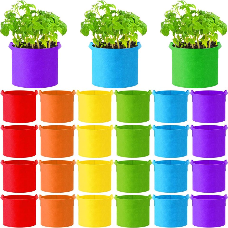 Ziliny multicolor grow bags in six colors ideal for organizing varied garden beds.