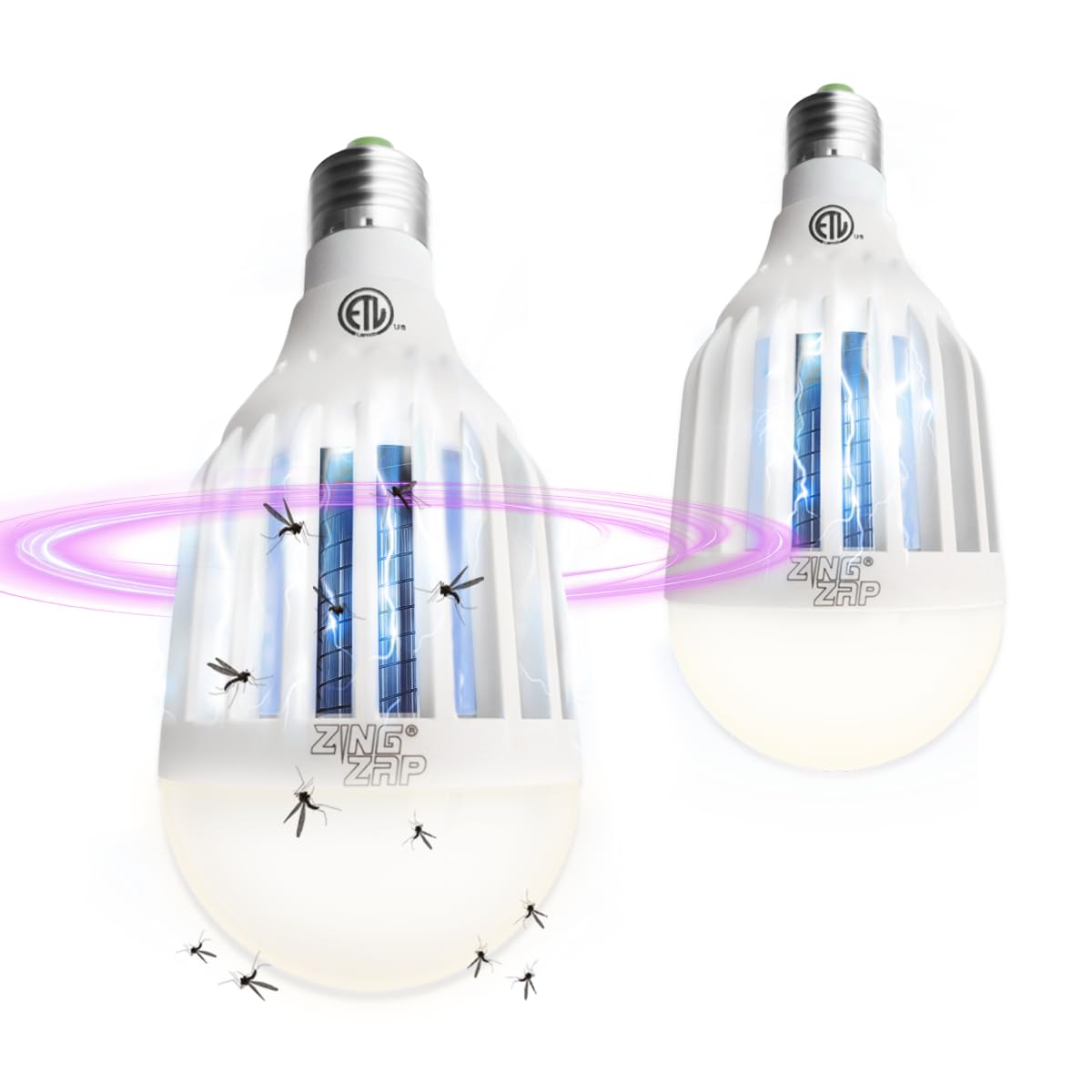 ZingZap Z-Bulb in socket with dual lighting and zapper for doorways