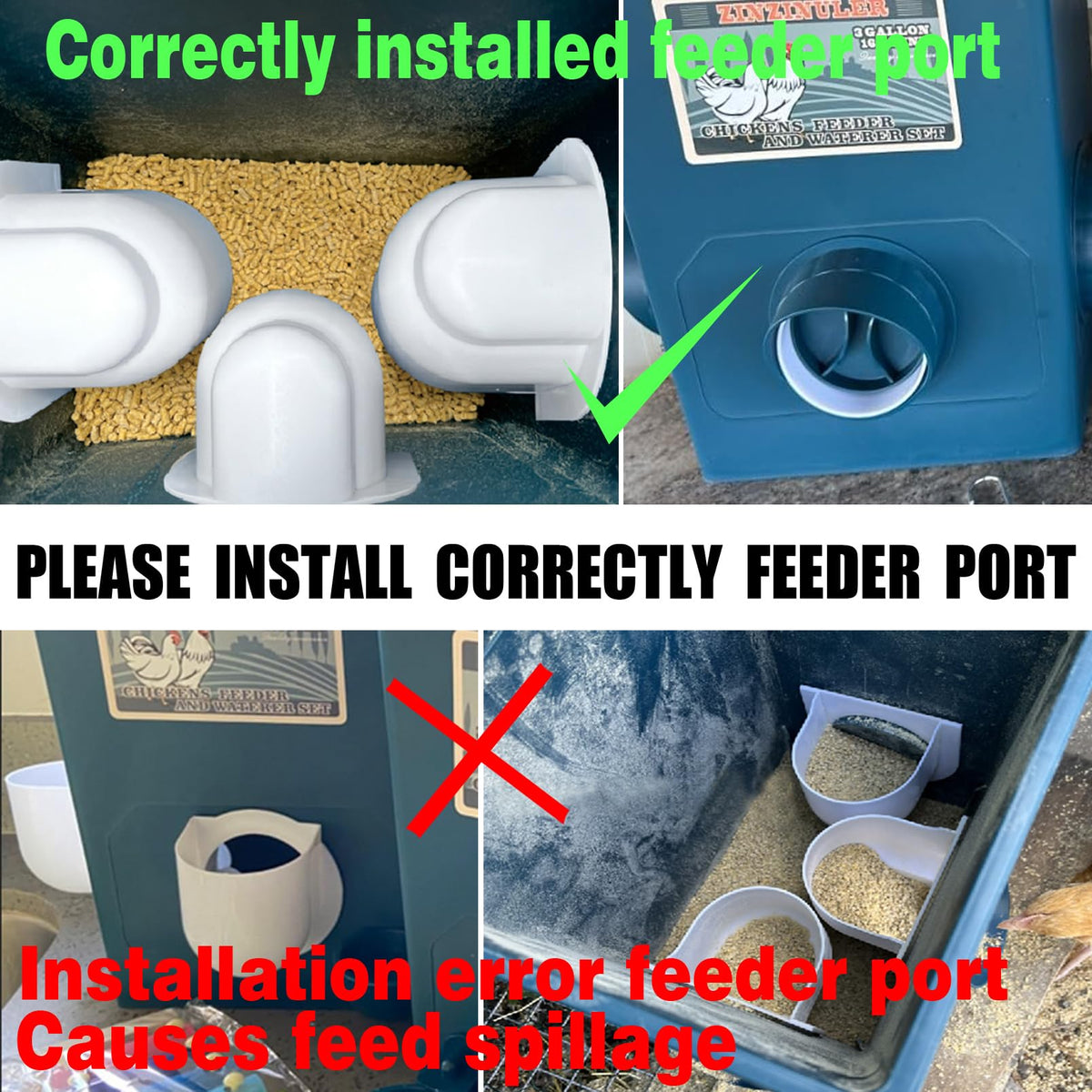 ZINZINULER hanging feeder waterer setup saves space in the coop.