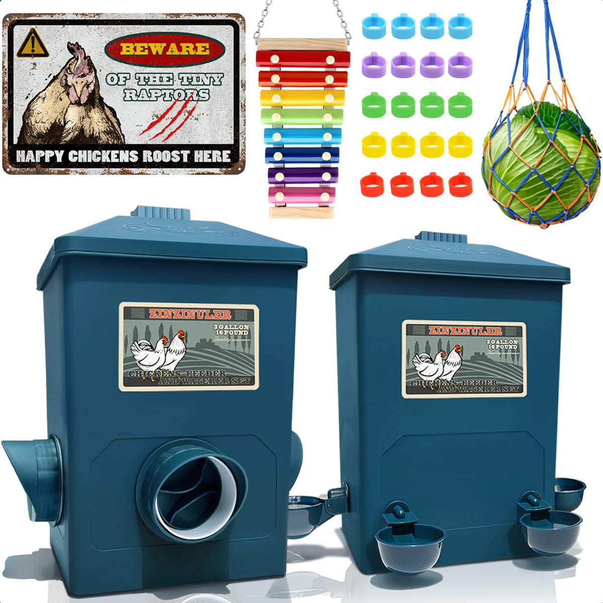 ZINZINULER poultry-feeder-waterer-combo offers streamlined coop accessories.