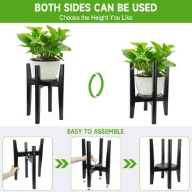 ZIOZERTT adjustable plant stand, K-legs, close-up detail of dowel construction.