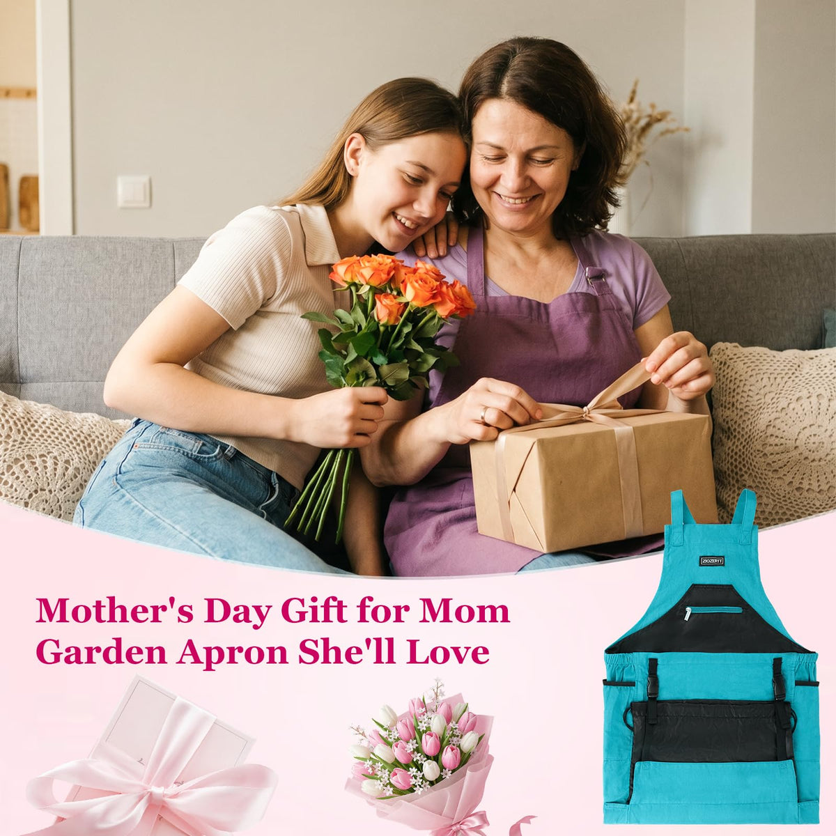ZIOZERTT Blue garden apron is a thoughtful gift option.