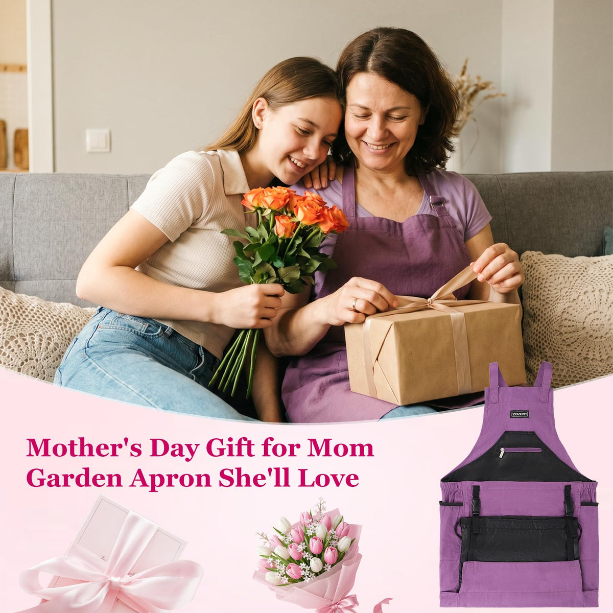ZIOZERTT garden apron is unisex, suited for gardening, fishing, and garage work.
