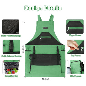 ZIOZERTT Gardening Apron features adjustable shoulder straps for a comfortable, customizable fit.
